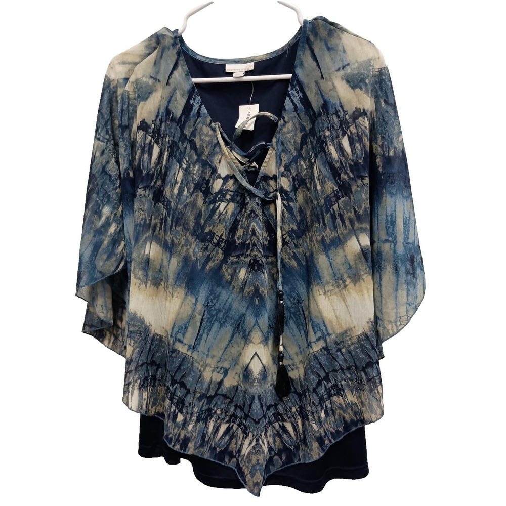 Vintage Westport Womens Blouse Top Size 1X Tie Dye Layered Whimsygoth‎ BOHO